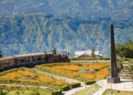 Darjeeling, India, West Bengal, Batasia Loop, Steam train known as the Toy Train of the Darjeeling Himalayan Railway listed as a World Heritage Site,